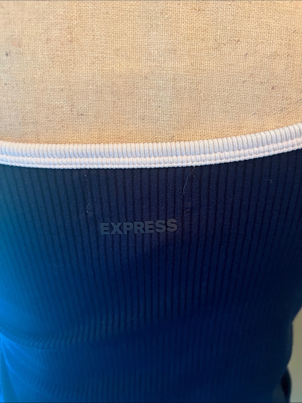Express Navy Ribbed Tank with White Trim - Picture 6 of 8